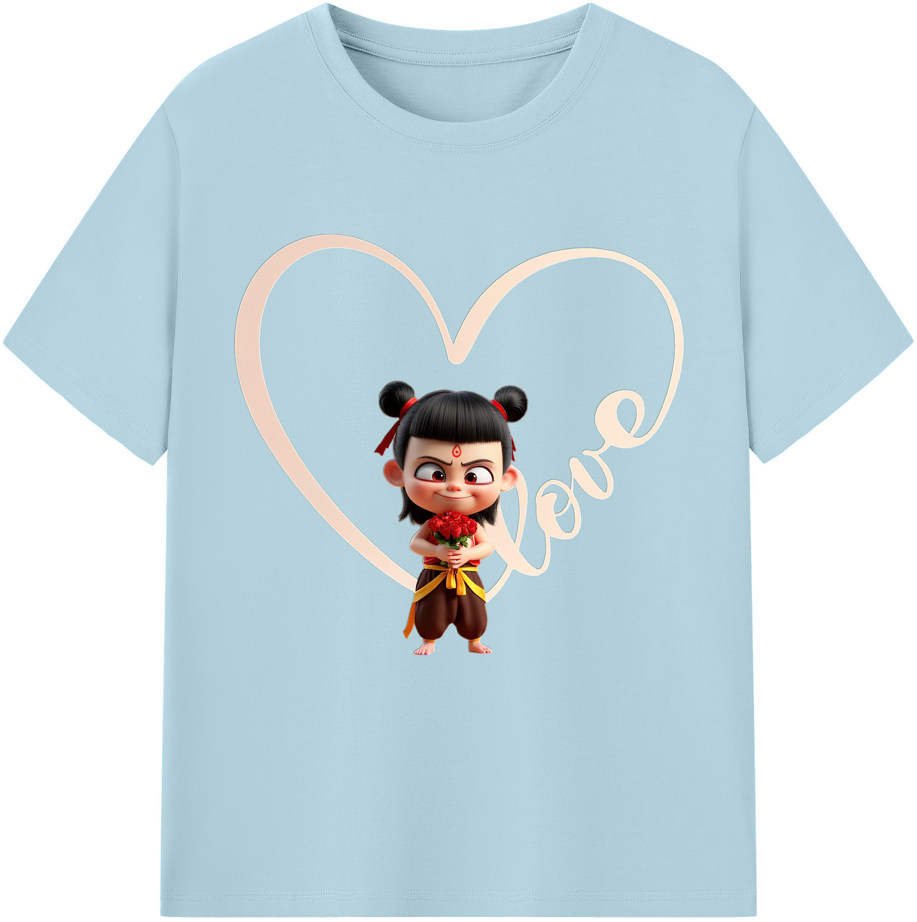（画像用） Ne Zha 2 ナタ 魔童の大暴れ 綿100％半袖Tシャツ（フロントプリント）